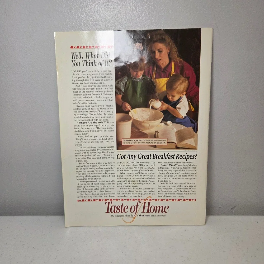 Taste of Home Premiere Edition 1993 Cookies Magazine Reiman Publications